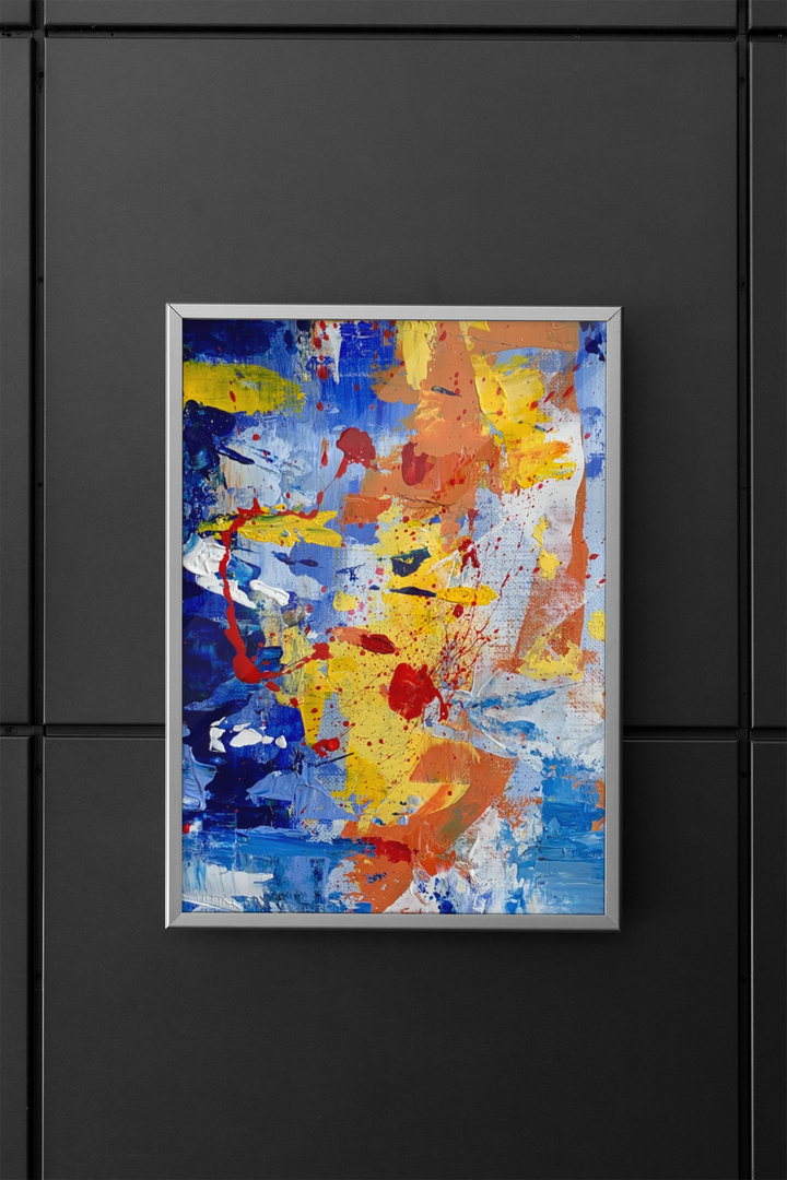 Artwork titled "The Puebla Artisan": Framed Abstract Print with Caribbean blues from Parisa Fine Arts